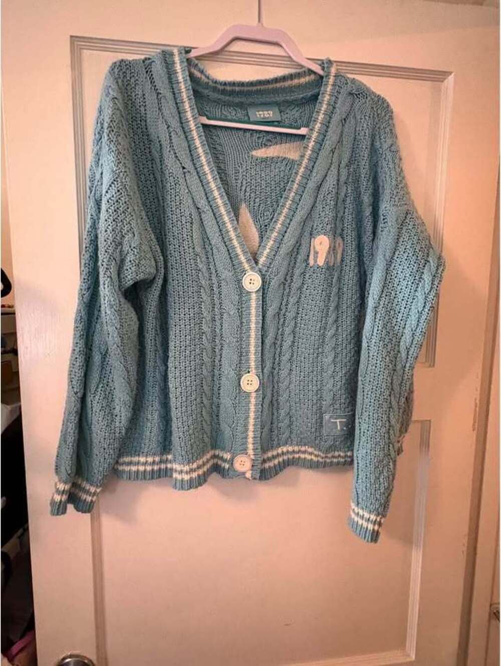 official Taylor Swift 1989 (Taylor's Version) cardigan light blue knit sweater